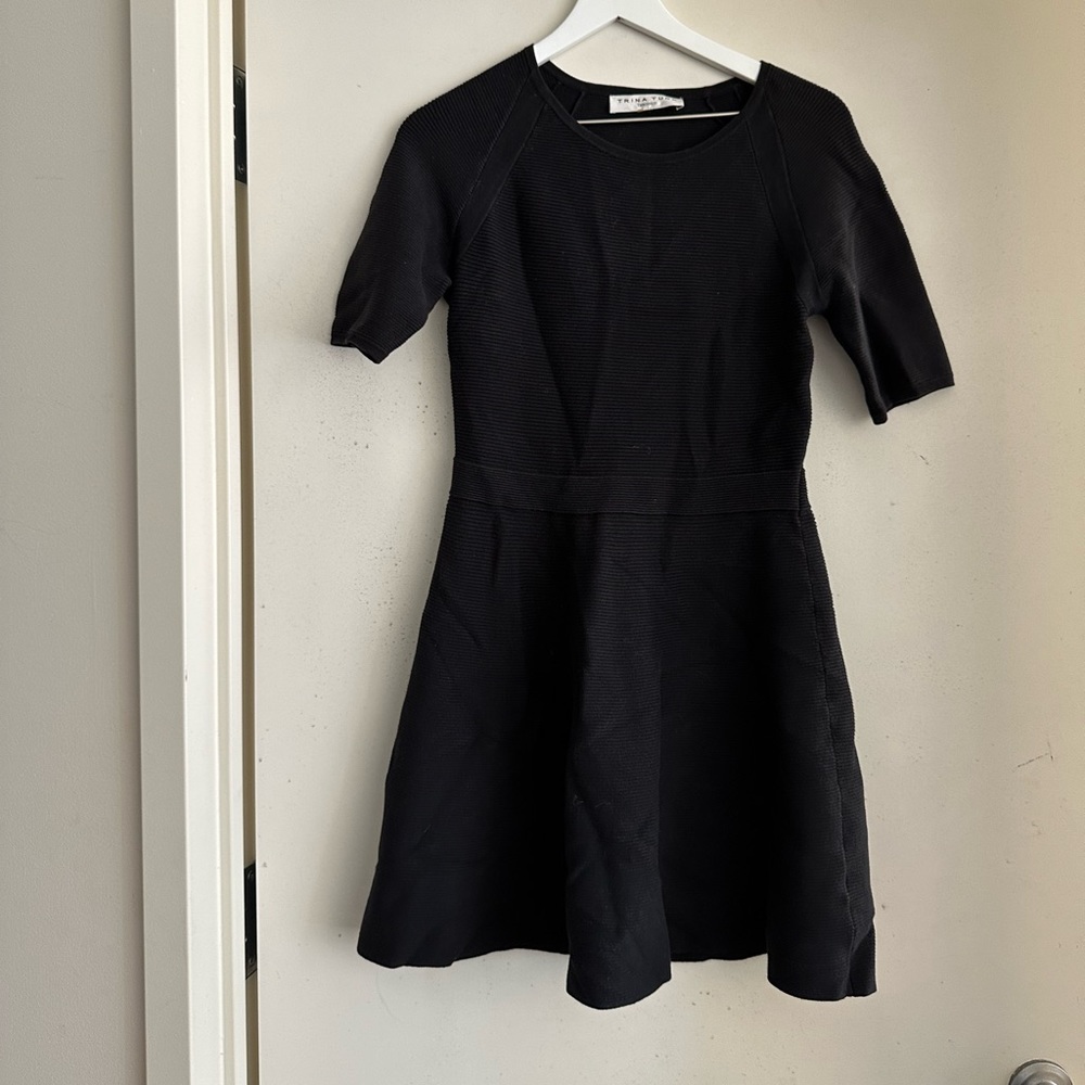 Trina Turk Black Ribbed Mini Dress